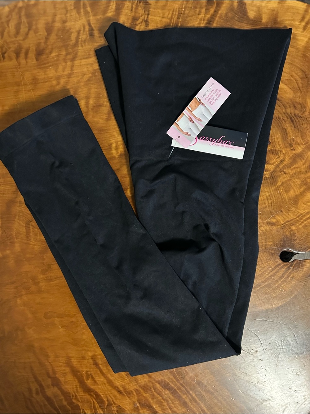 NWT SassyBax Black Convertible Shaping Leggings Yoga Pants Size Large High Rise